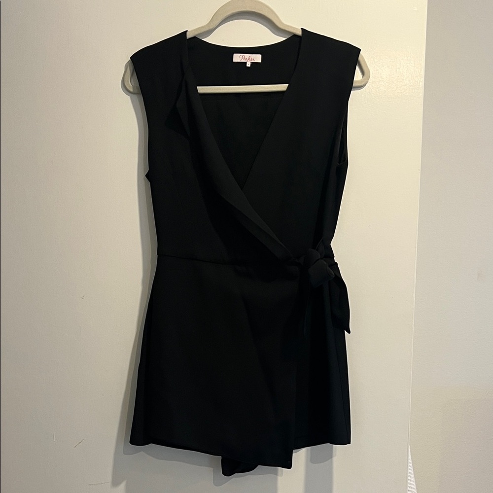 Deep V Parker Black Tuxedo Romper